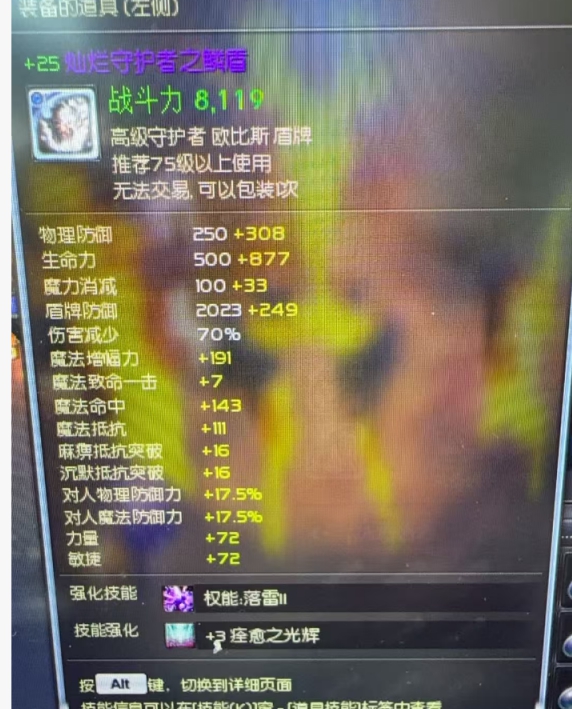 +25降75级灿烂盾
